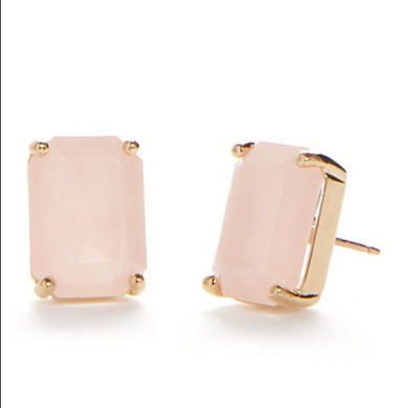 kate spade Jewelry - Kate Spade gold light pink rectangle stud earrings
